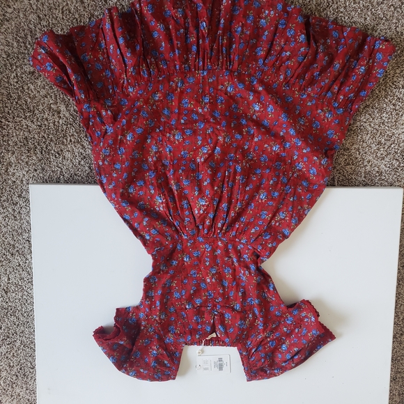 DownEast Serena Dress XS Red and Blue Floral Midi Dress - Picture 9 of 12